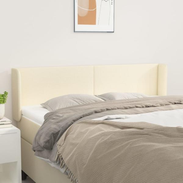 ARDEBO.de - Kopfteil mit Ohren Creme 147x16x78/88 cm Kunstleder