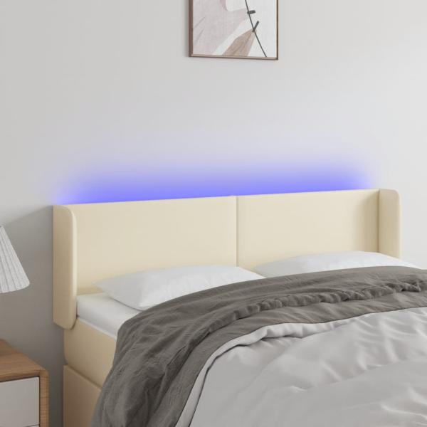 ARDEBO.de - LED Kopfteil Creme 147x16x78/88 cm Kunstleder