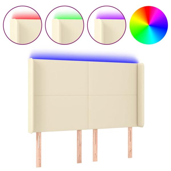 LED Kopfteil Creme 147x16x118/128 cm Kunstleder