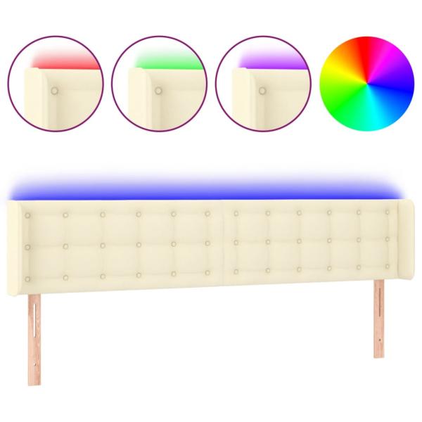 LED Kopfteil Creme 163x16x78/88 cm Kunstleder