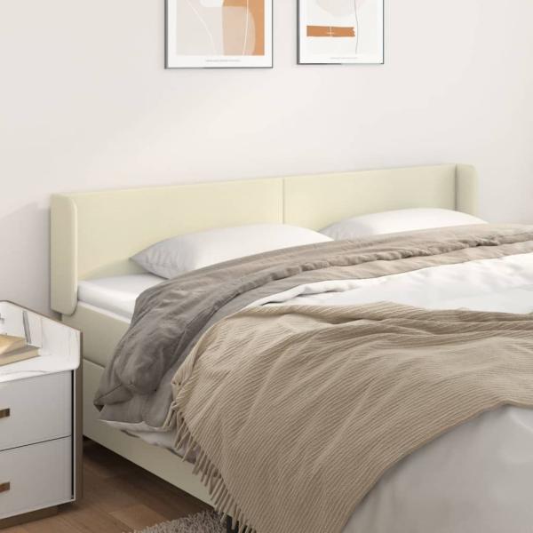 ARDEBO.de - Kopfteil mit Ohren Creme 183x16x78/88 cm Kunstleder