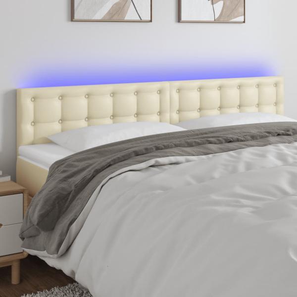 ARDEBO.de - LED Kopfteil Creme 160x5x78/88 cm Kunstleder