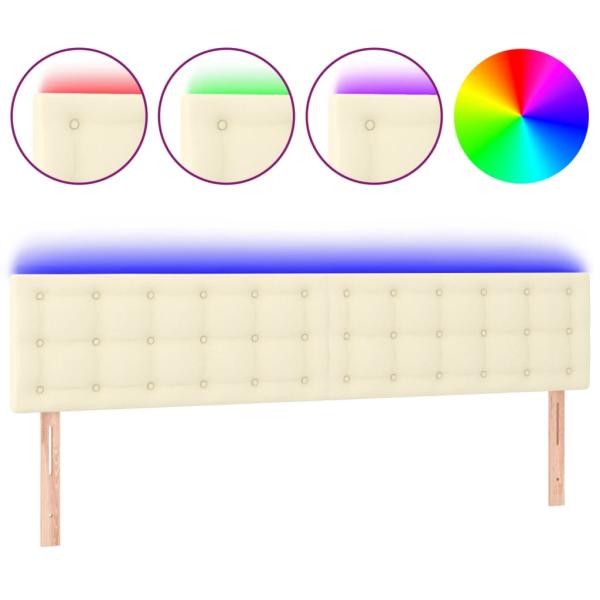 LED Kopfteil Creme 160x5x78/88 cm Kunstleder