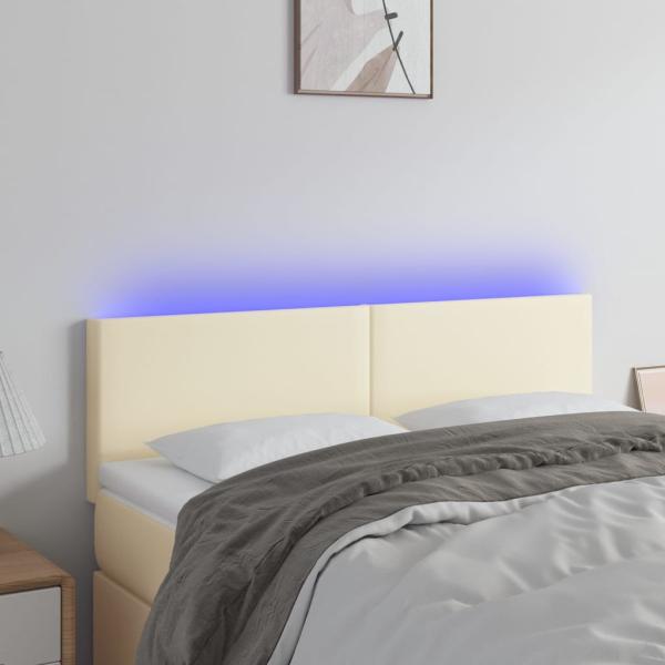 ARDEBO.de - LED Kopfteil Creme 144x5x78/88 cm Kunstleder