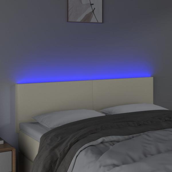 LED Kopfteil Creme 144x5x78/88 cm Kunstleder