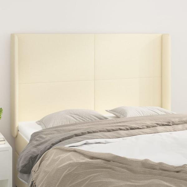 ARDEBO.de - Kopfteil mit Ohren Creme 147x16x118/128 cm Kunstleder