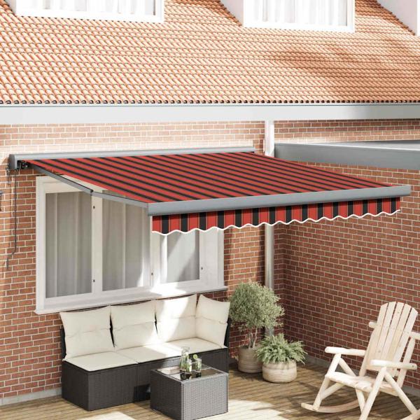 ARDEBO.de - Automatische Einziehbare Markise in Orange und Braun 350x250 cm