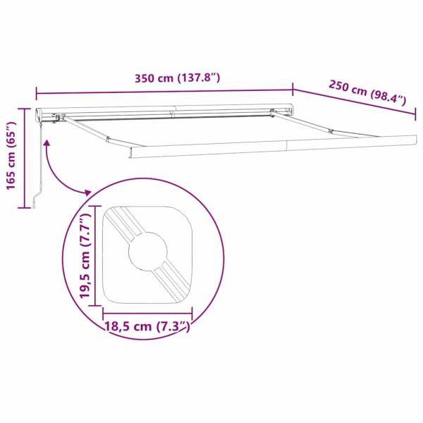 Manuelle Einziehbare Markise Mehrfarbige Streifen 350x250 cm