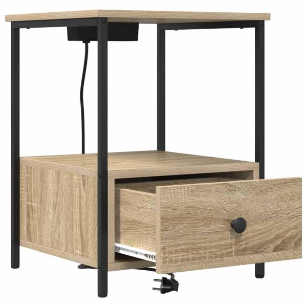 Nachttisch mit Ladestation 2 pcs Sonoma Eiche Holzwerkstoff