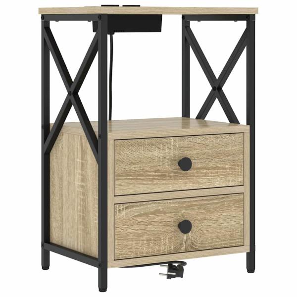 Nachttisch mit Ladestation 2 pcs Sonoma Eiche Holzwerkstoff