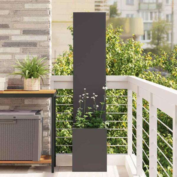 ARDEBO.de - Blumentopf mit dekorativem Paneel Schwarz 32 x 140 cm