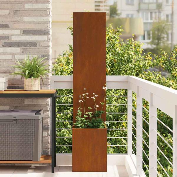 ARDEBO.de - Blumentopf mit dekorativem Paneel Rostig 32 x 140 cm