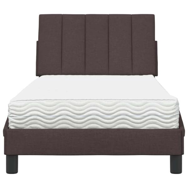 Bett mit Matratze "Hanko" Dunkelbraun 80x200 cm Stoff