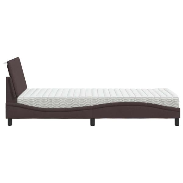Bett mit Matratze "Hanko" Dunkelbraun 80x200 cm Stoff