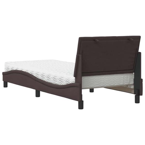 Bett mit Matratze "Hanko" Dunkelbraun 80x200 cm Stoff