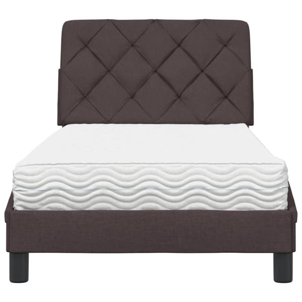 Bett mit Matratze Dunkelbraun 80x200 cm Stoff