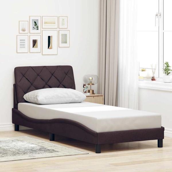 ARDEBO.de - Bettgestell ohne Matratze Dunkelbraun 80x200 cm Stoff