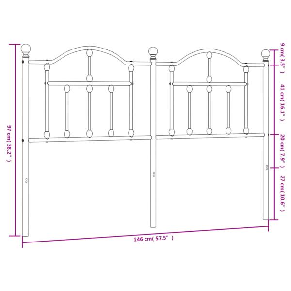 Kopfteil Metall Schwarz 140 cm