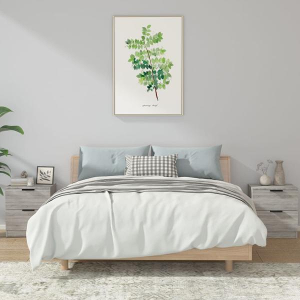 ARDEBO.de - Nachttische 2 Stk. Grau Sonoma Holzwerkstoff