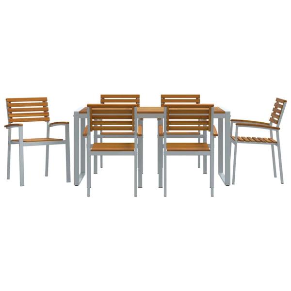 7-teiliges Garten Essset aus solidem Akazienholz und Metall