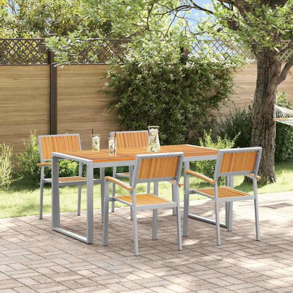 ARDEBO.de - 5-teiliges Garten-Esszimmer Set aus massivem Holz Akazie und Metall
