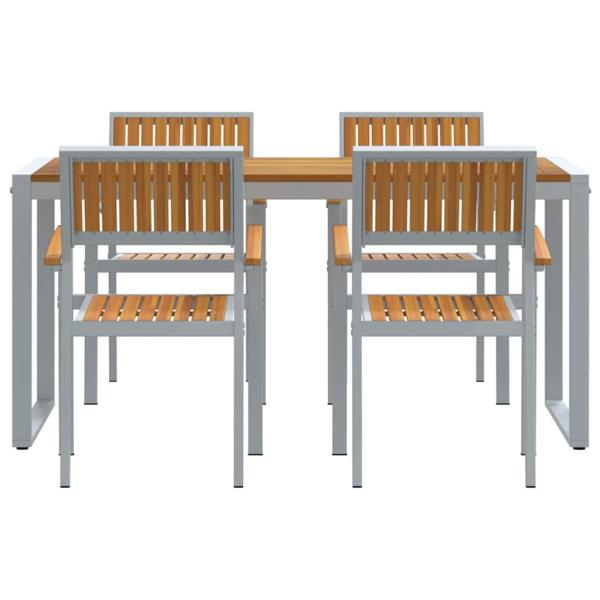 5-teiliges Garten-Esszimmer Set aus massivem Holz Akazie und Metall