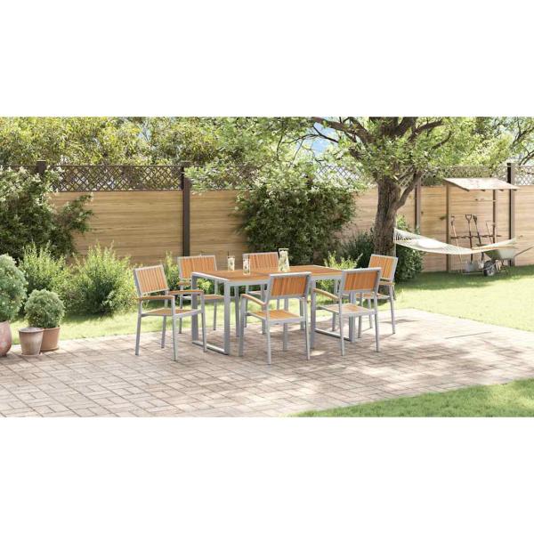 Garten Essgruppe 7 pcs Grau Massivholz Akazie