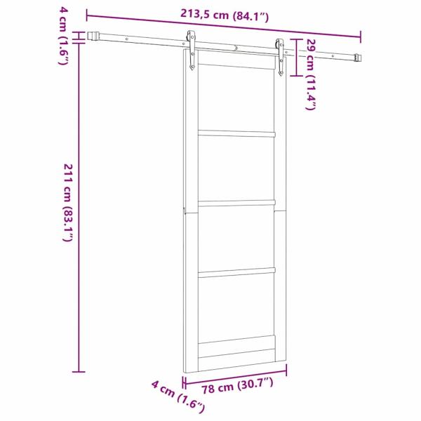 Schiebetür mit Hardware Set 'ORKDAL'Weiß 78x211 cm