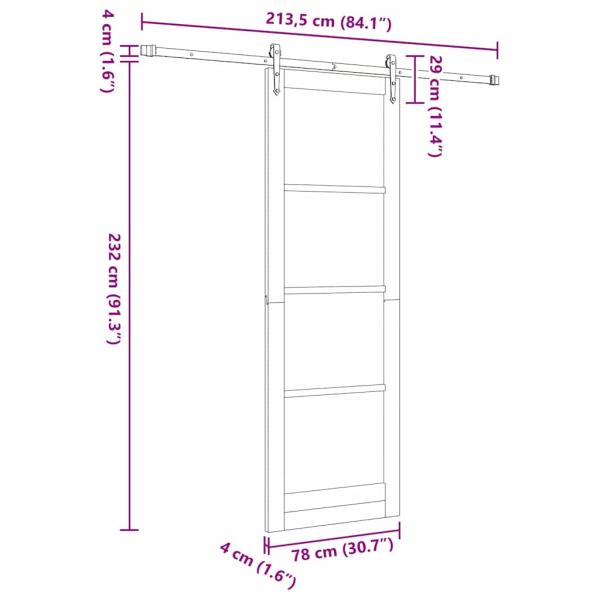 Schiebetür mit Hardware-Set 'ORKDAL'Weiß 78x232 cm