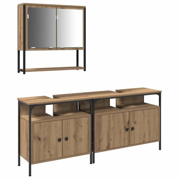 3-tlg. Badmöbel-Set Artisan Eiche Holzwerkstoff