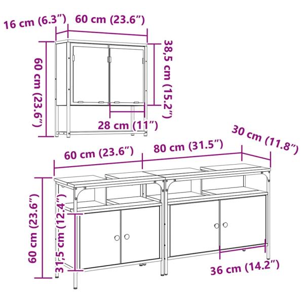 3-tlg. Badmöbel-Set Artisan Eiche Holzwerkstoff