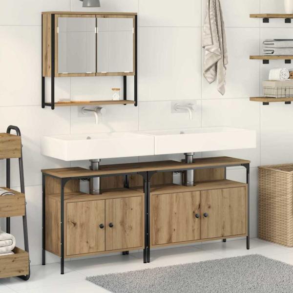3-tlg. Badmöbel-Set Artisan Eiche Holzwerkstoff