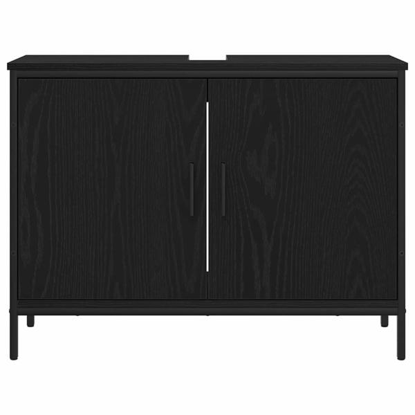 3-teiliges Badezimmermöbelset aus Schwarz-Eiche und Holzwerkstoff