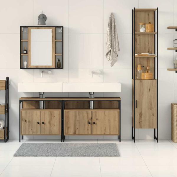 4-teiliges Badezimmermöbelset in Artisan-Eiche