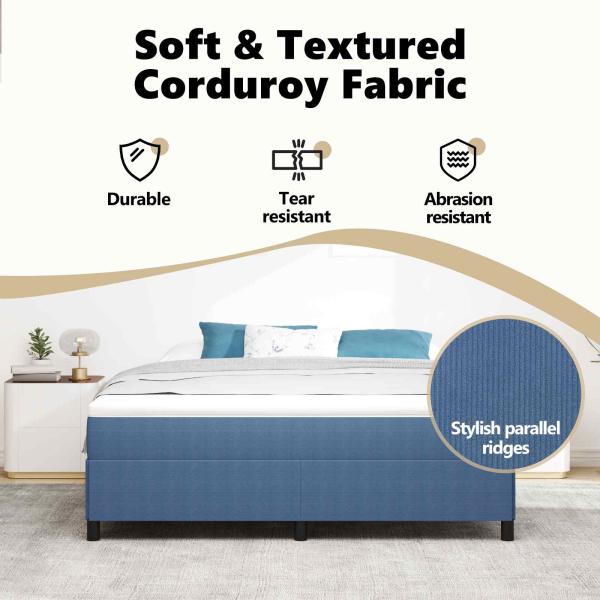 Boxspringbett Blau Cordstoff