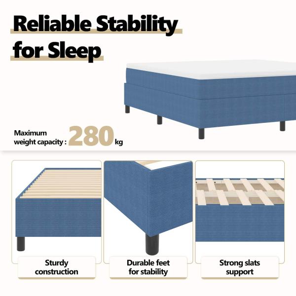 Boxspringbett Blau Cordstoff