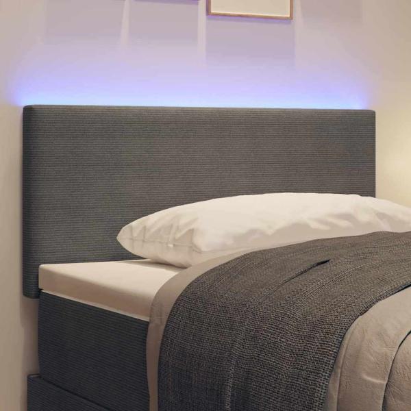 LED Kopfteil mit LED-Lichtleisten Hellgrau 80 cm Cordstoff