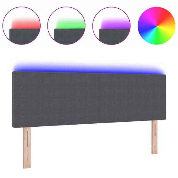 LED Kopfteil Einfarbig Dunkelgrau 80 cm Cordstoff