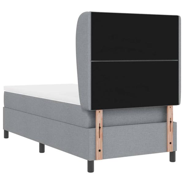 Boxspringbett mit Matratze - Hellgrau, 90x200 cm, Stoff