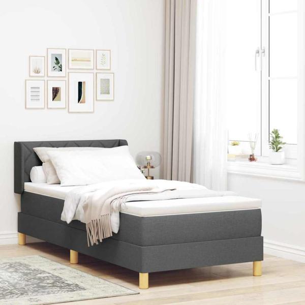 ARDEBO.de - Boxspringbett mit Matratze in Dunkelgrau, 100 x 200 cm, aus Stoff
