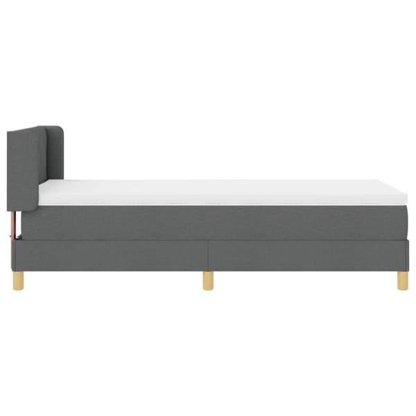 Boxspringbett mit Matratze in Dunkelgrau, 100 x 200 cm, aus Stoff