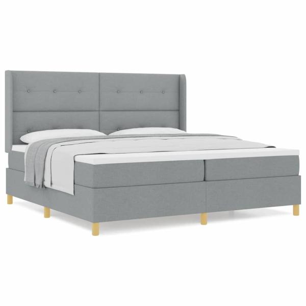 Boxspringbett mit Matratze in Hellgrau, 200x200 cm, Stoff
