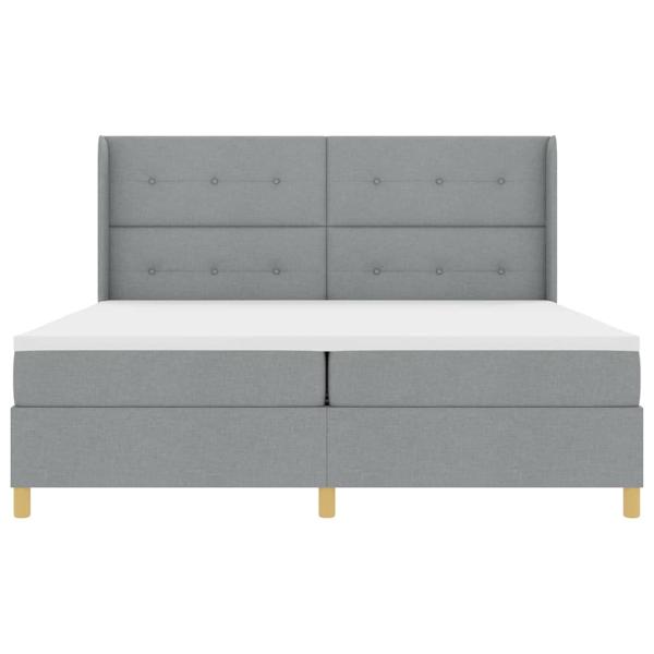 Boxspringbett mit Matratze in Hellgrau, 200x200 cm, Stoff