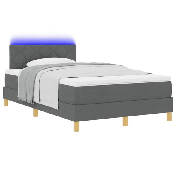 Boxspringbett mit Matratze & LED Dunkelgrau 120x200 cm Stoff