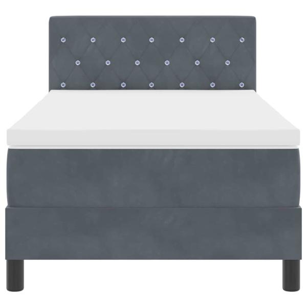 LED Boxspringbett mit Matratze Dunkelgrau 90x190 cm Samt