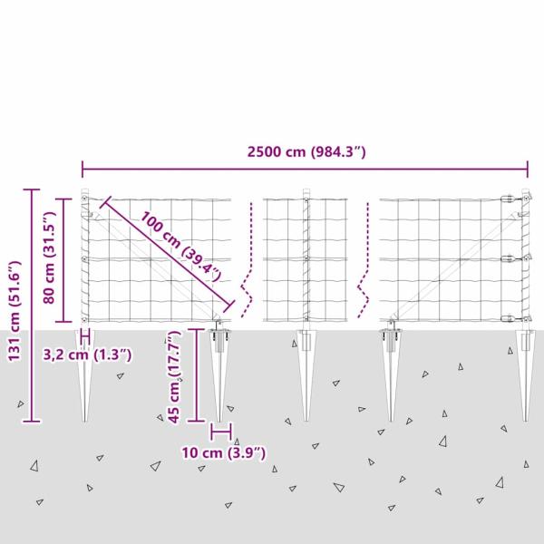 Euro Zaun mit 13 Spike-Posts 0,8x25 m verzinkter Stahl Grau