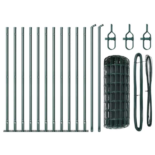Eurozaun mit 13 Flanschpfosten 0.6x25 m galvanisierter Stahl
