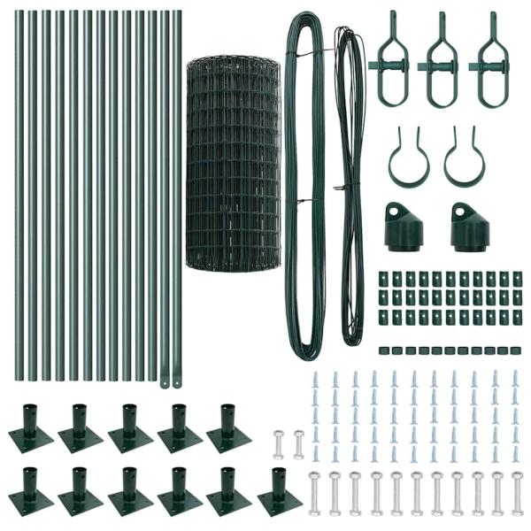 Euro Zaun mit 13 Flanschpfosten 0.6x25 m Galvanisierter Stahl