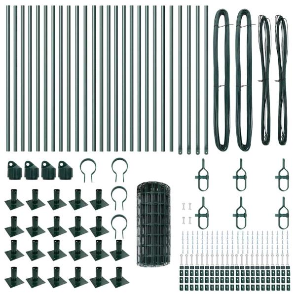 Euro Zaun mit 13 Flanschpfosten 0.6x50 m verzinkter Stahl