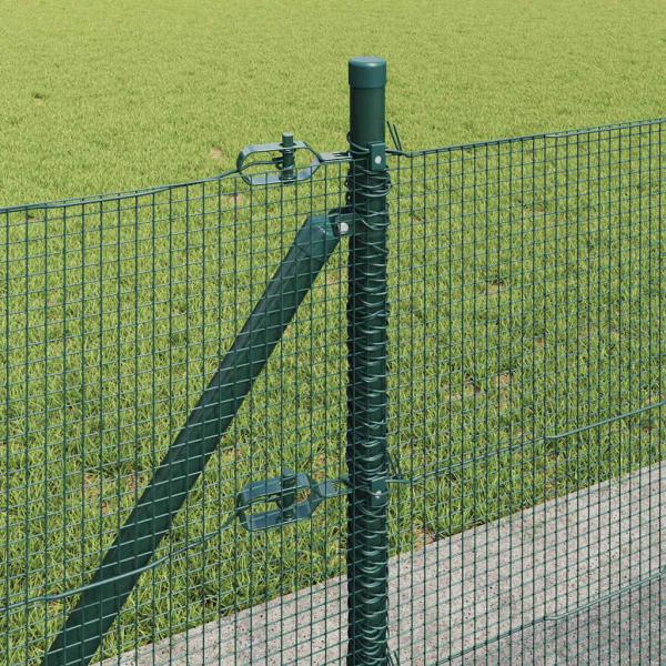 Geschweißter Drahtzaun mit 13 Flanschpfosten Grün 0.6x100 m Stahl